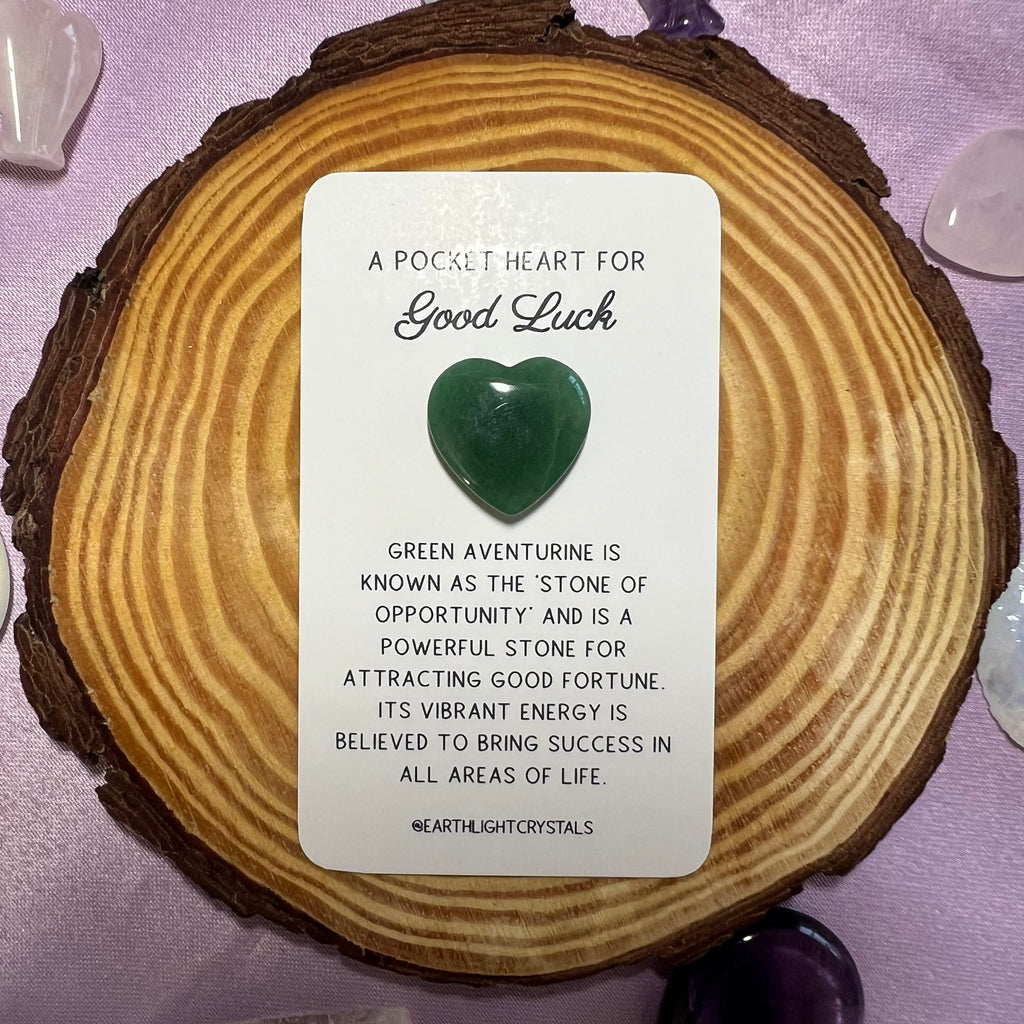 Green Aventurine Pocket Heart Crystal Healing Gift for Good Luck