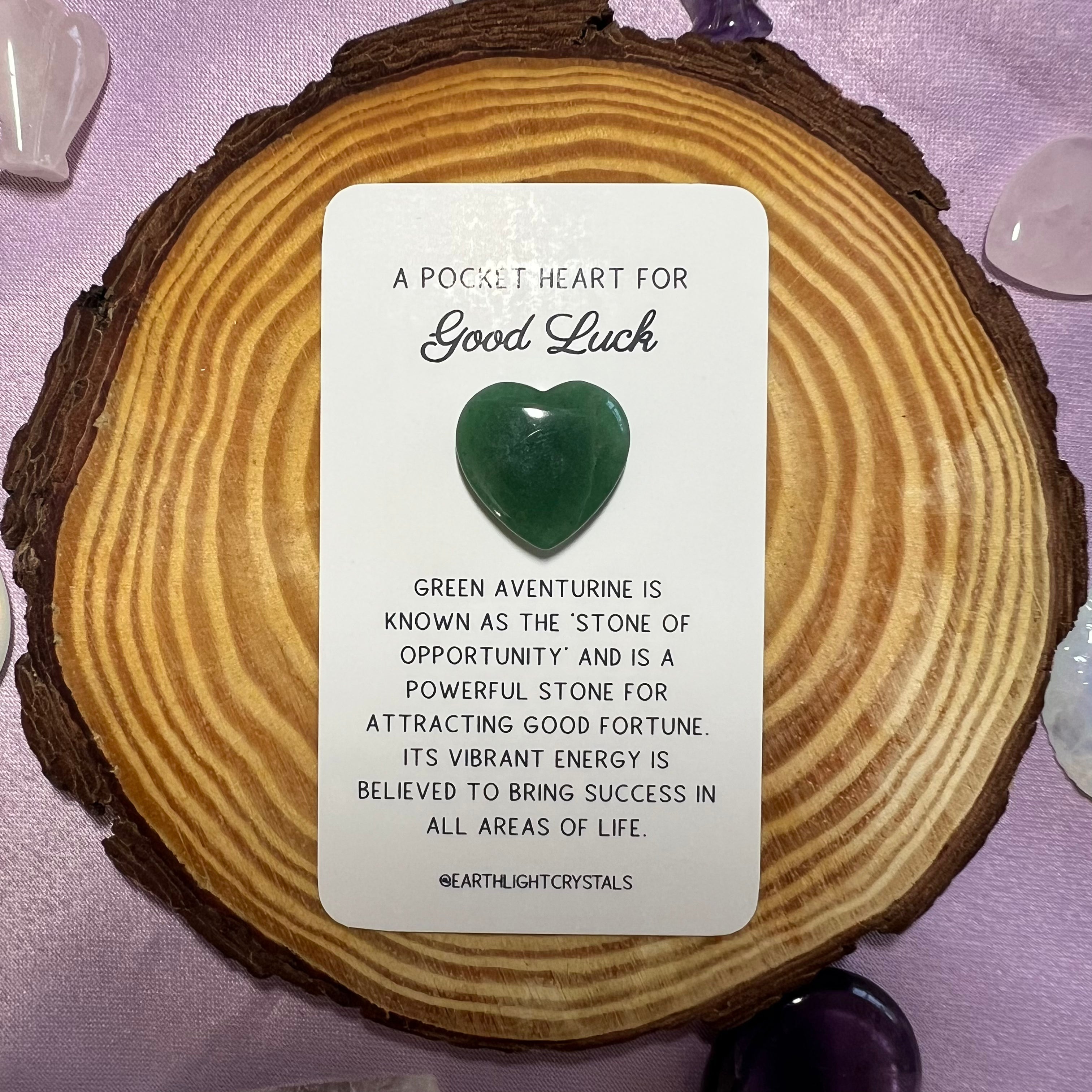 Green Aventurine Pocket Heart Crystal Healing Gift for Good Luck