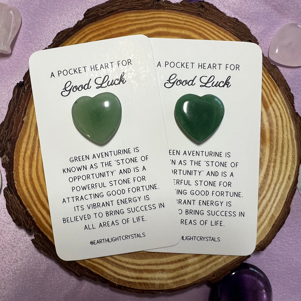 Green Aventurine Pocket Heart Crystal Healing Gift for Good Luck