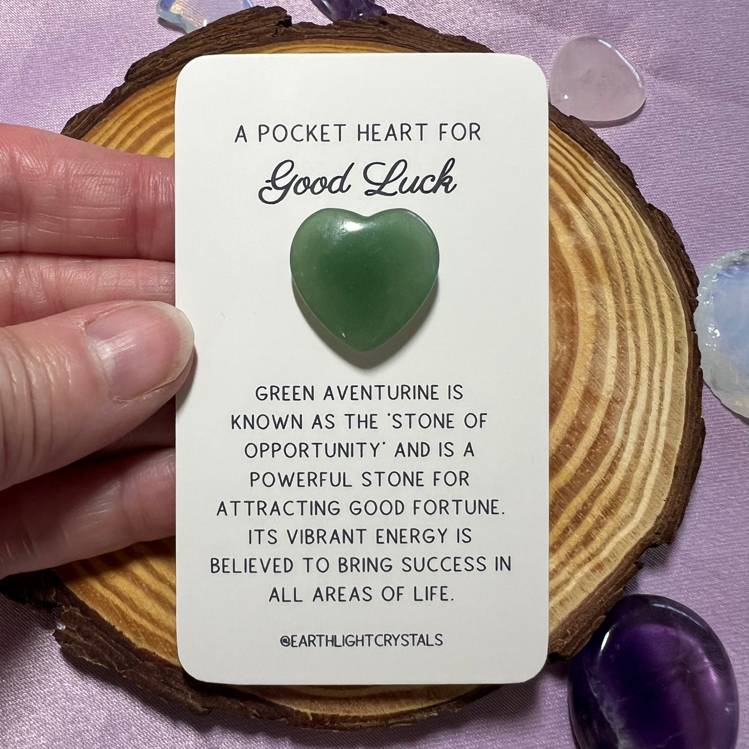 Green Aventurine Pocket Heart Crystal Healing Gift for Good Luck