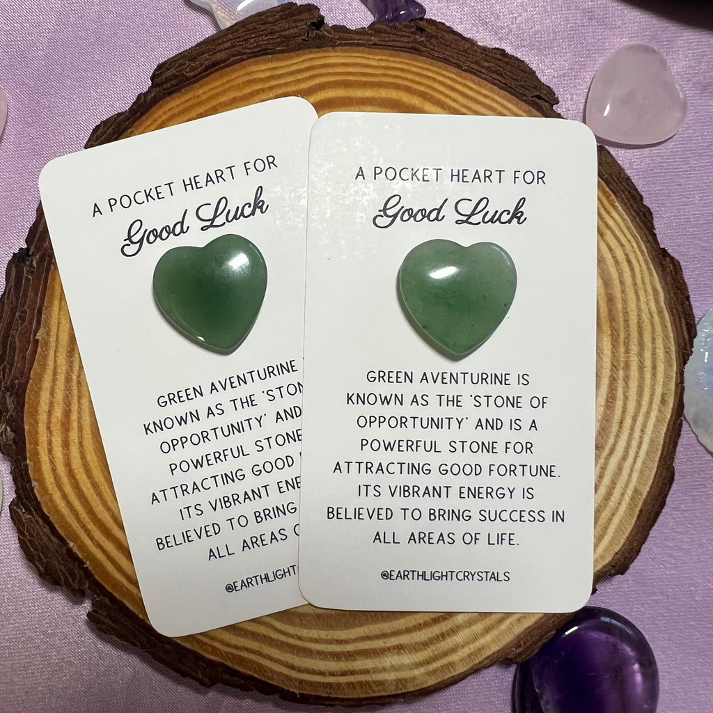Green Aventurine Pocket Heart Crystal Healing Gift for Good Luck