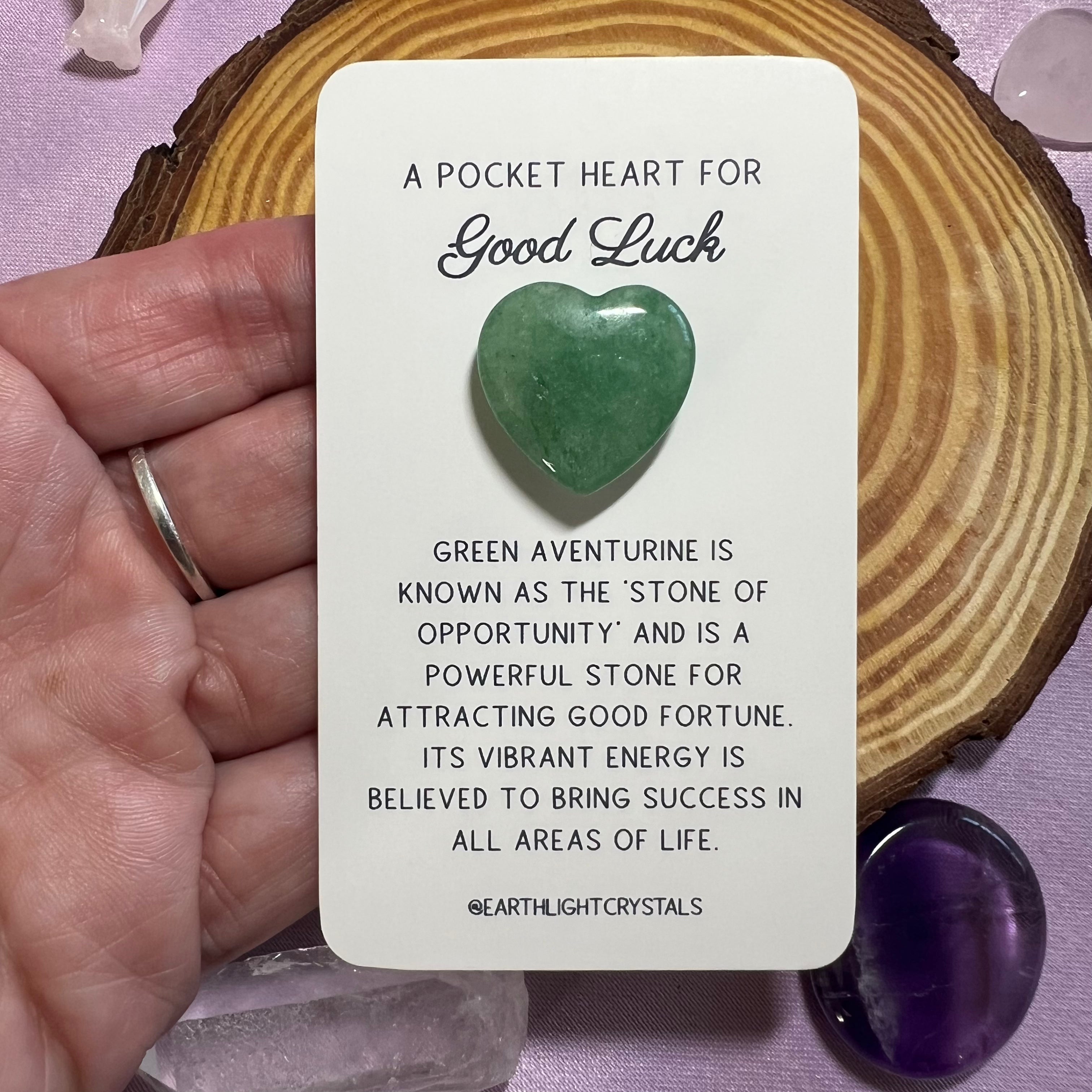 Green Aventurine Pocket Heart Crystal Healing Gift for Good Luck