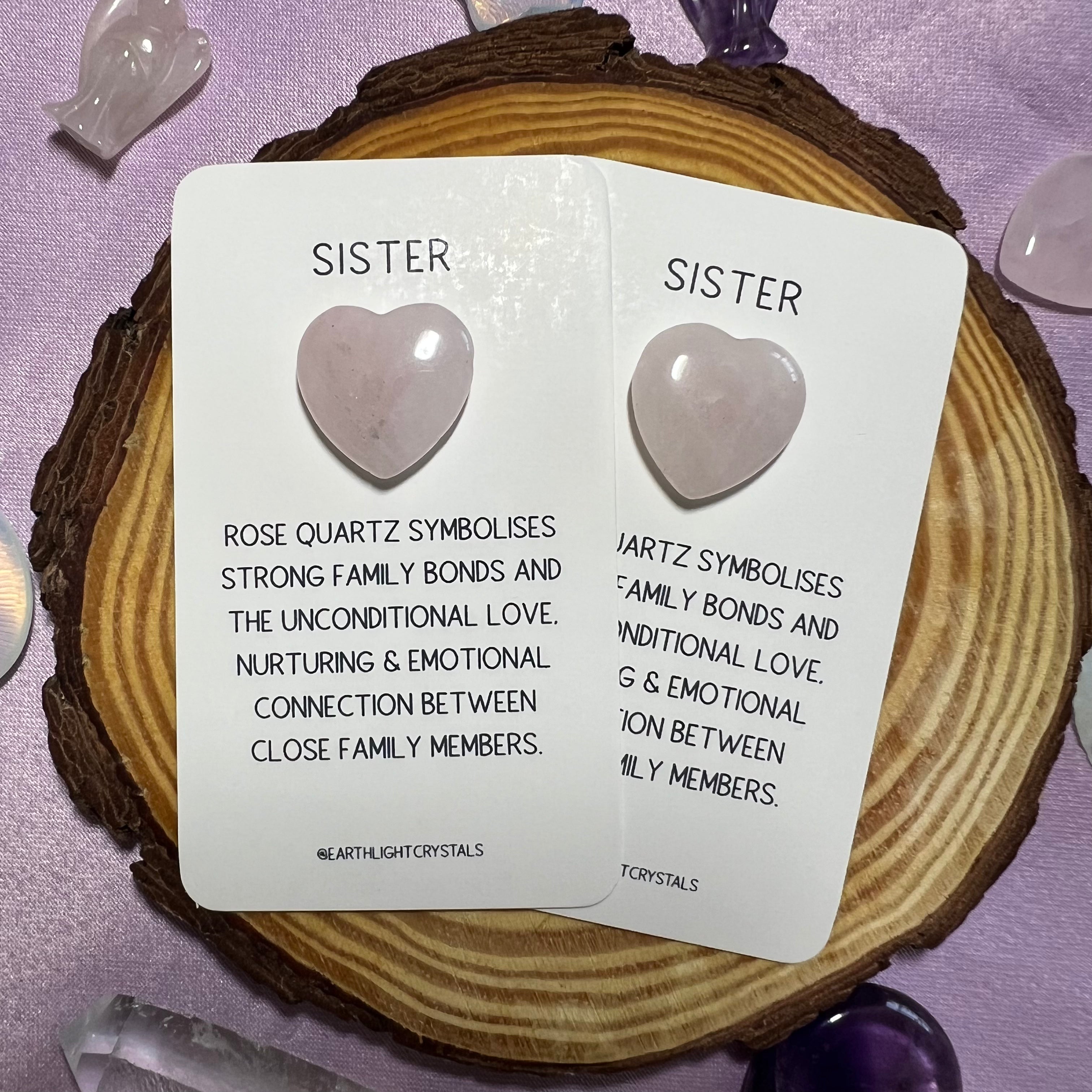 Rose Quartz Pocket Crystal Heart Keepsake for Sister