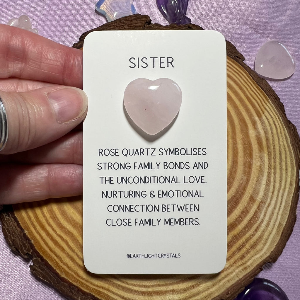 Rose Quartz Pocket Crystal Heart Keepsake for Sister