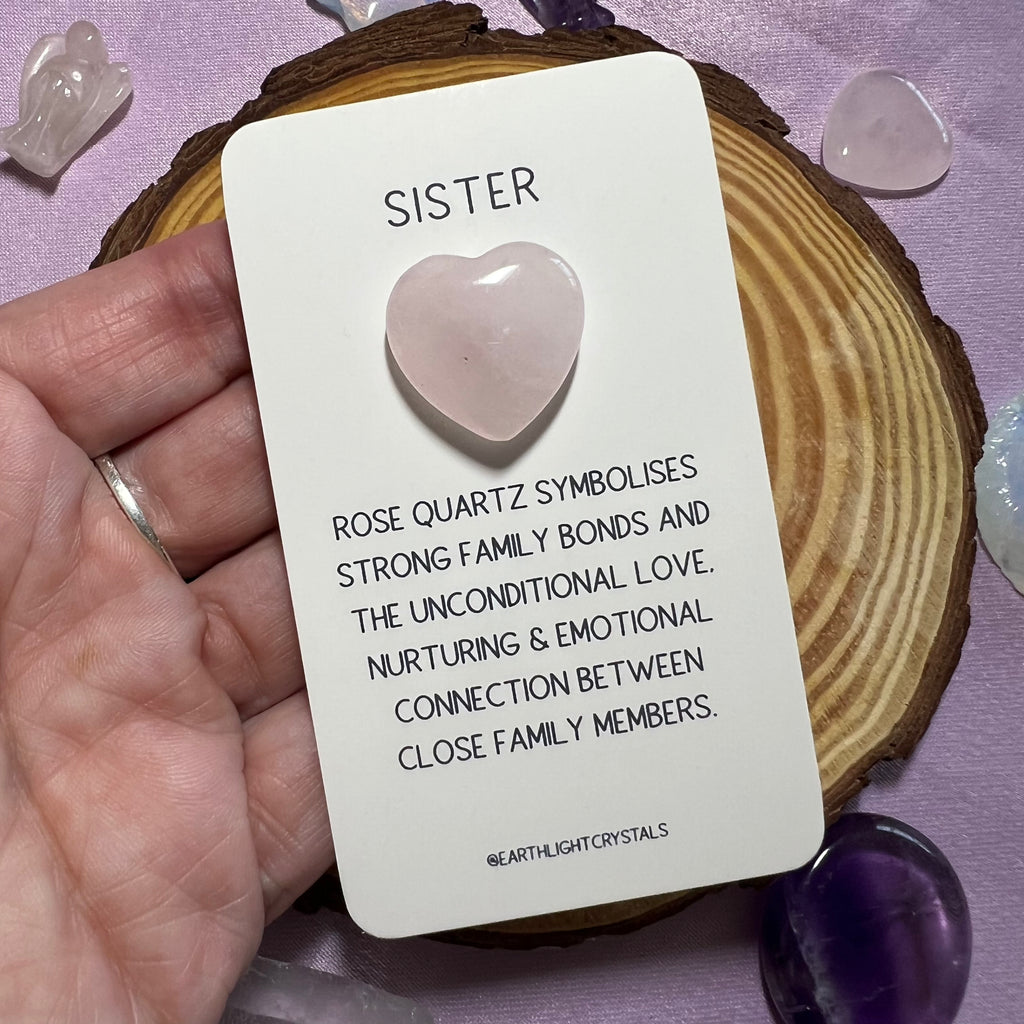 Rose Quartz Pocket Crystal Heart Keepsake for Sister
