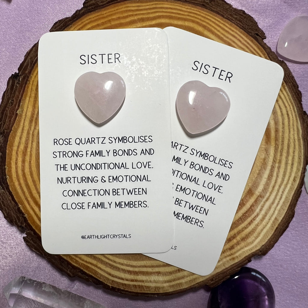 Rose Quartz Pocket Crystal Heart Keepsake for Sister