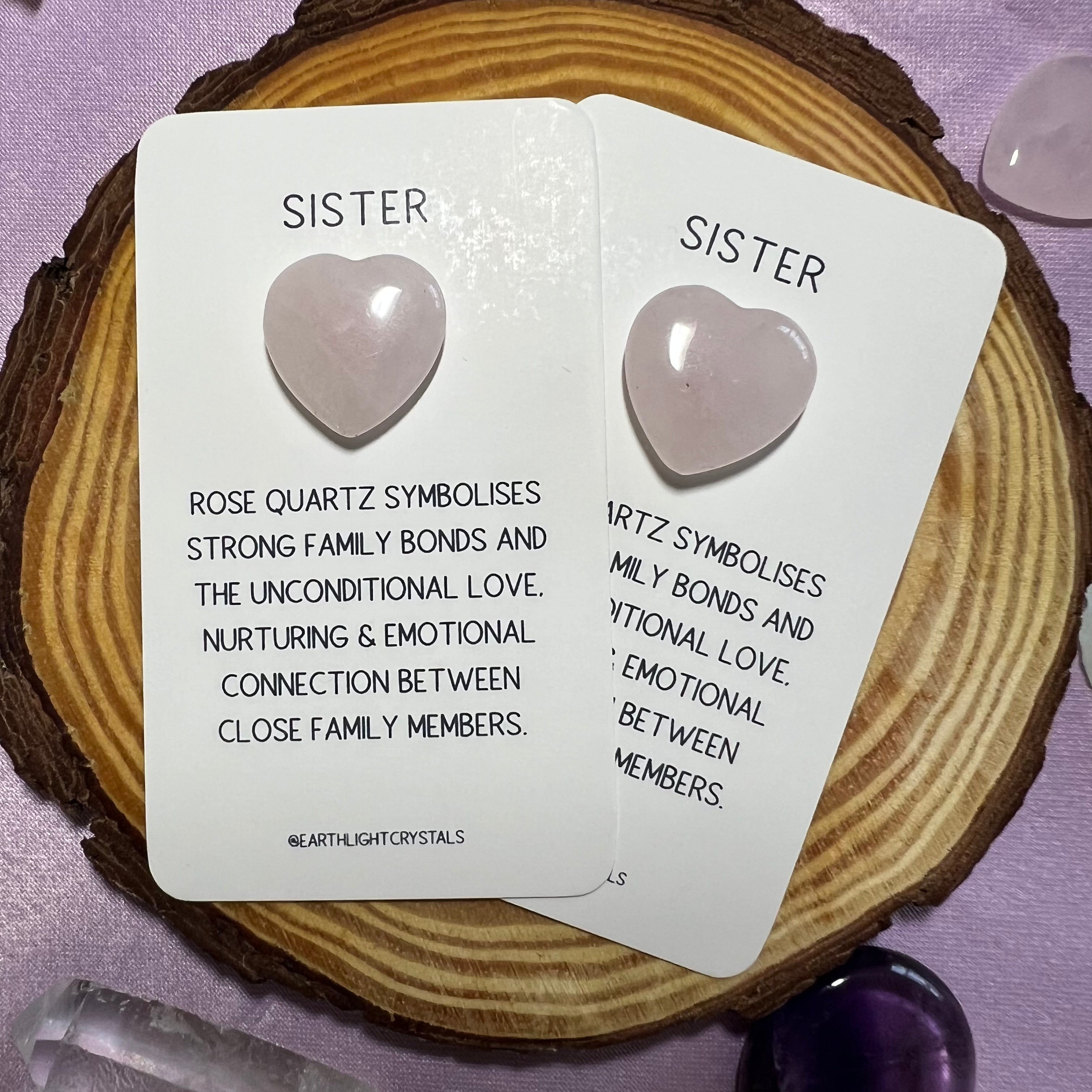 Rose Quartz Pocket Crystal Heart Keepsake for Sister