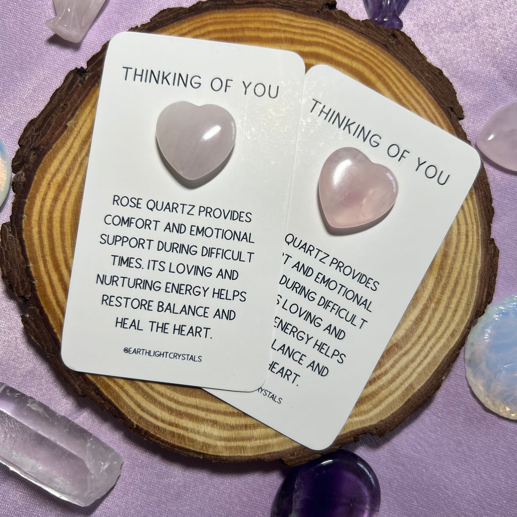Rose Quartz Crystal Heart Thinking of You Keepsake Card