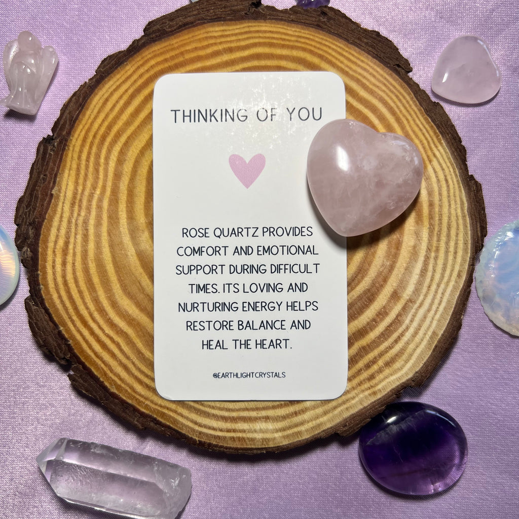 Rose Quartz Crystal Heart Thinking of You Gift
