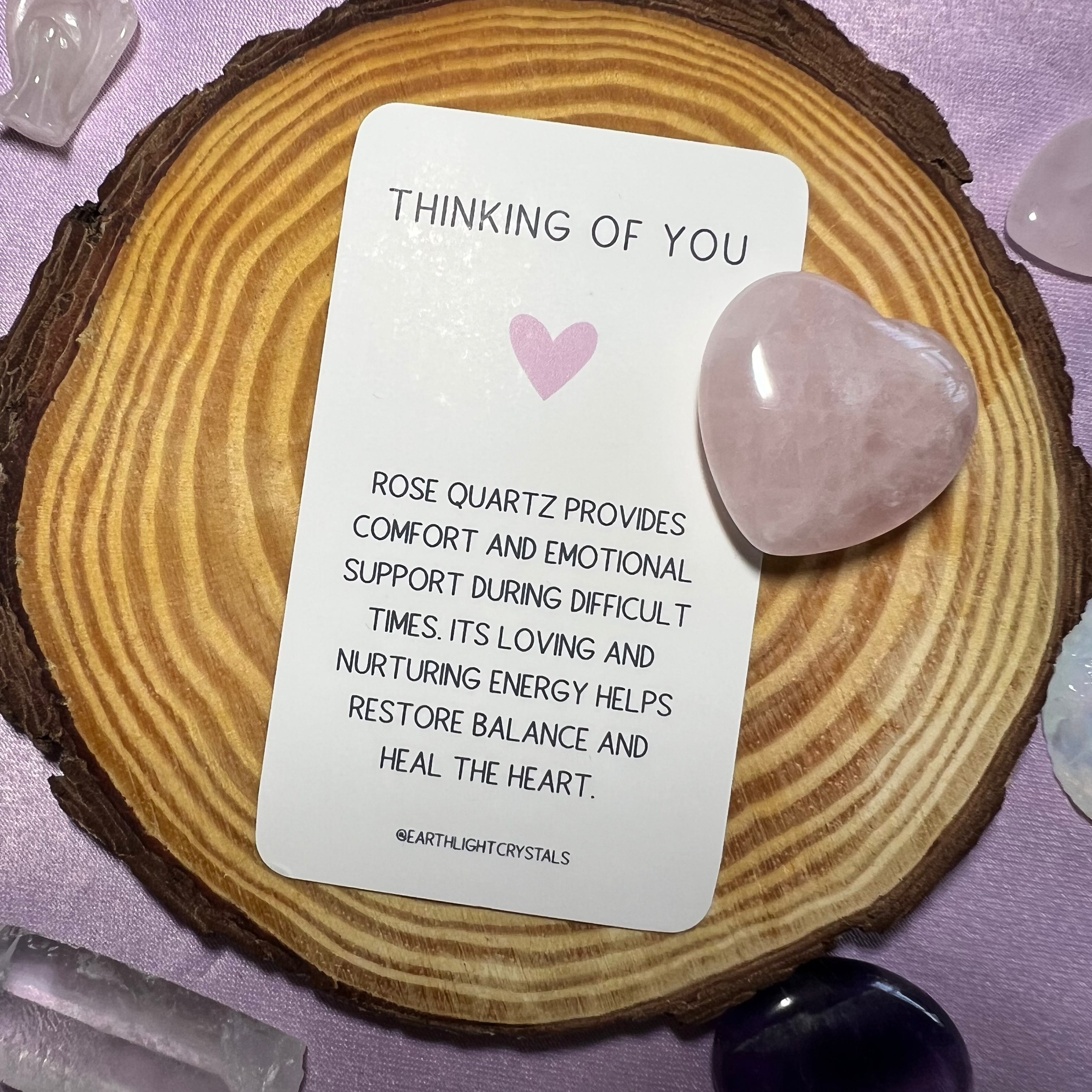Rose Quartz Crystal Heart Thinking of You Gift