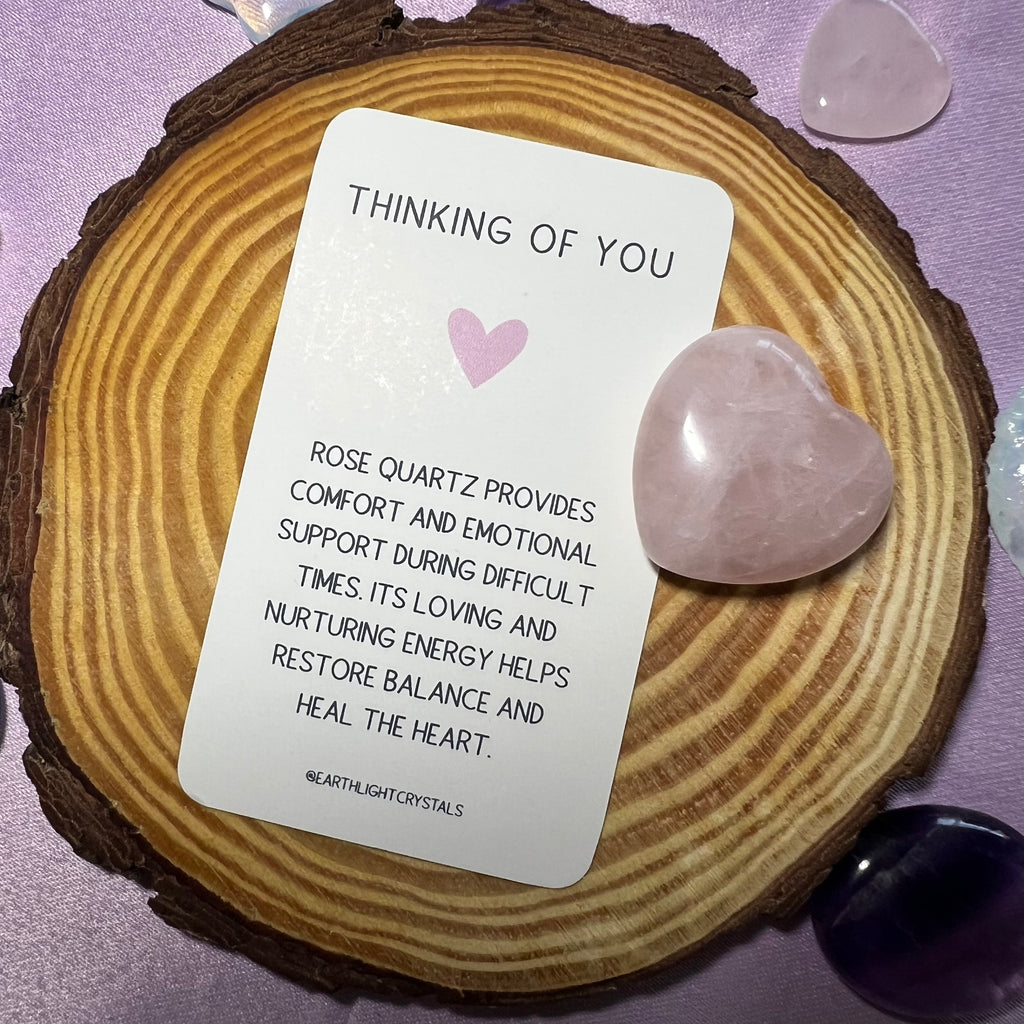 Rose Quartz Crystal Heart Thinking of You Gift