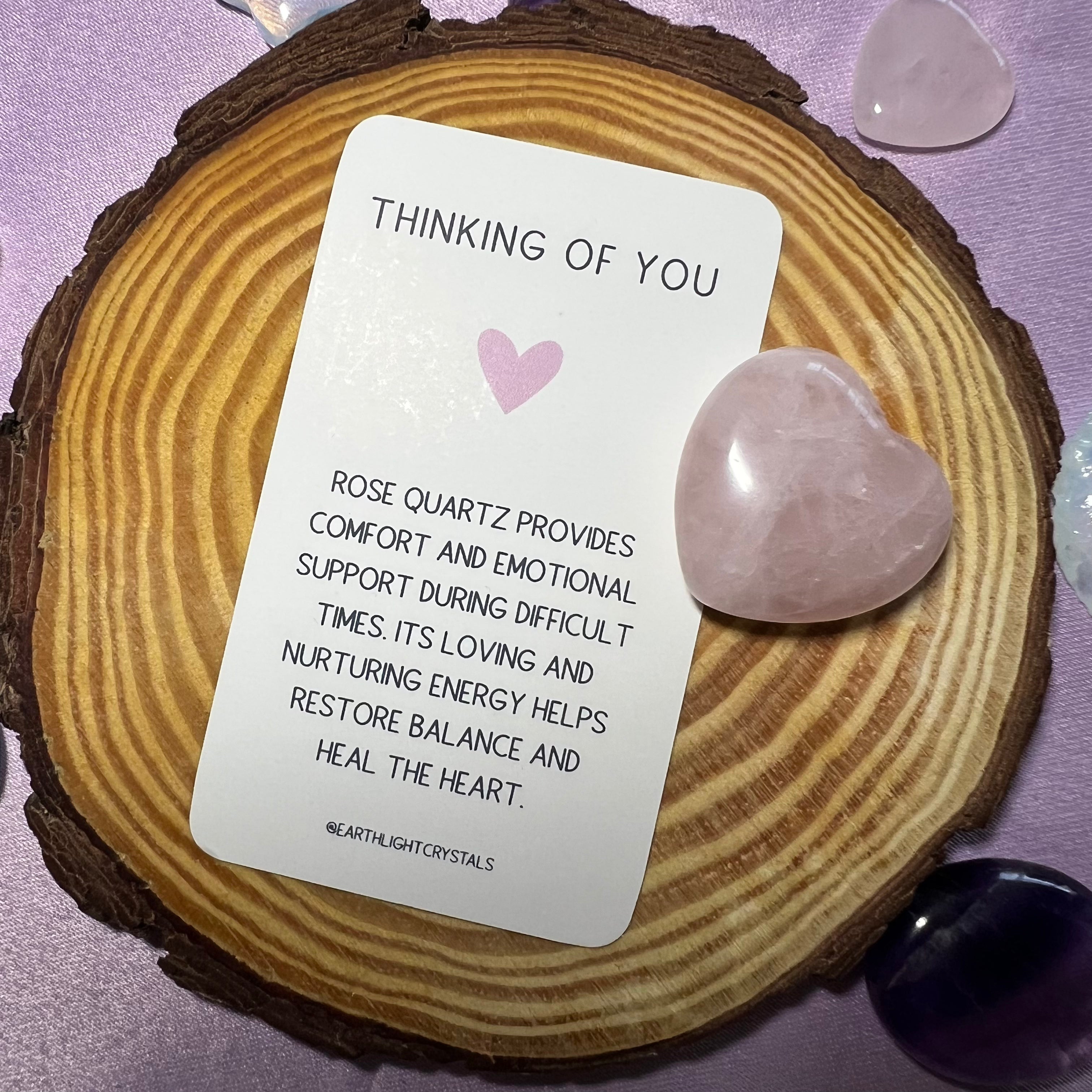 Rose Quartz Crystal Heart Thinking of You Gift