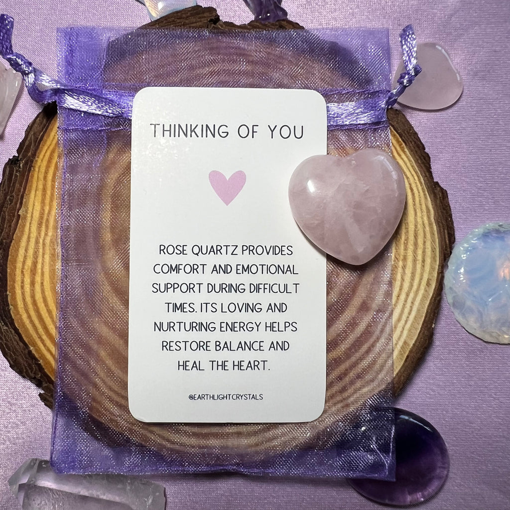 Rose Quartz Crystal Heart Thinking of You Gift