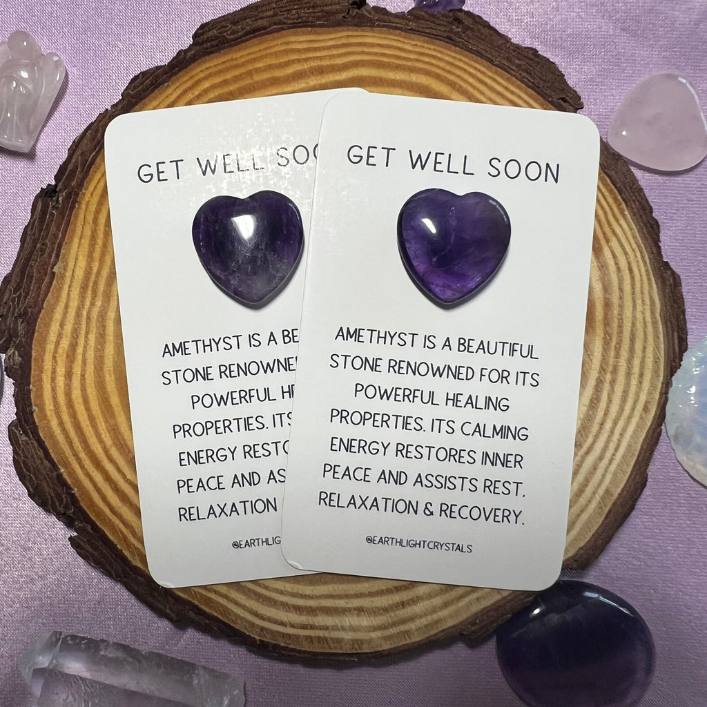 Amethyst Get Well Soon Crystal Pocket Heart Card