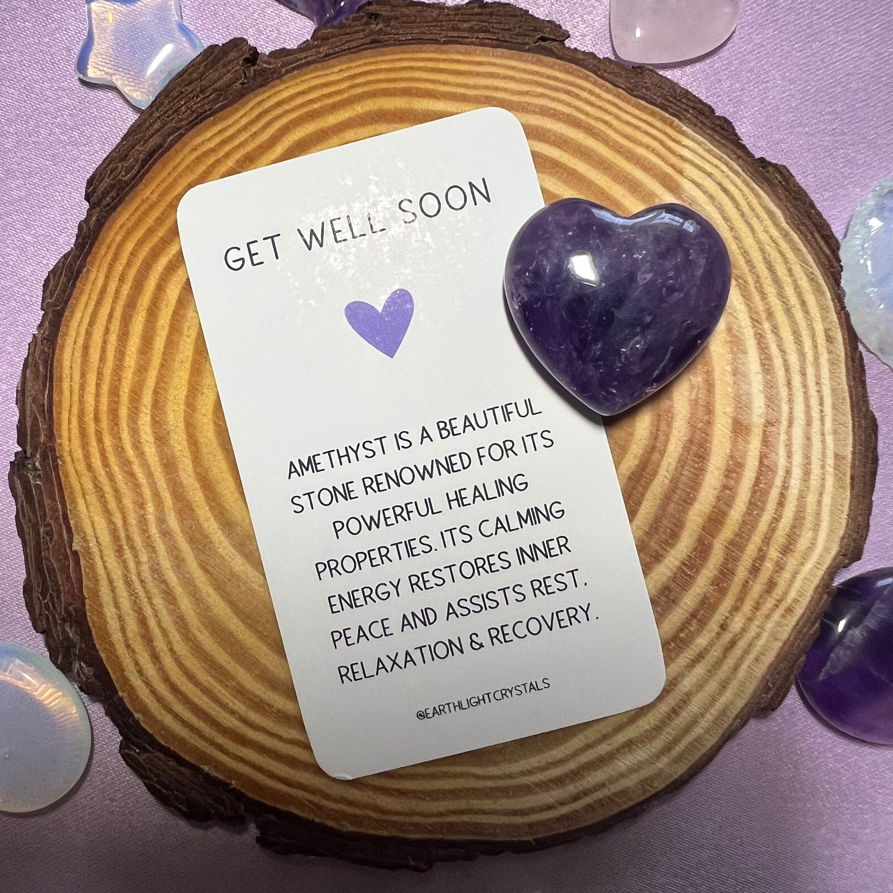 Amethyst Get Well Soon Crystal Pocket Heart Gift