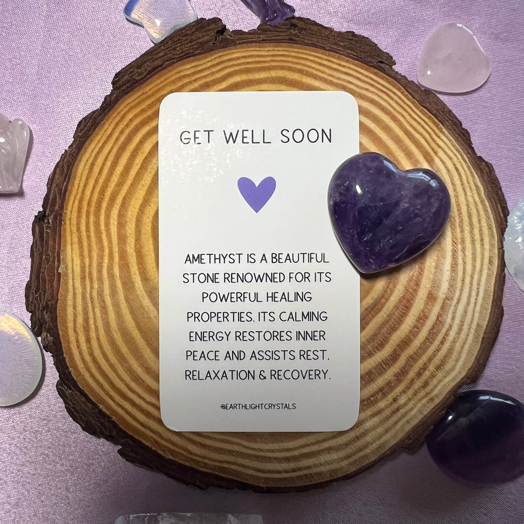 Amethyst Get Well Soon Crystal Pocket Heart Gift