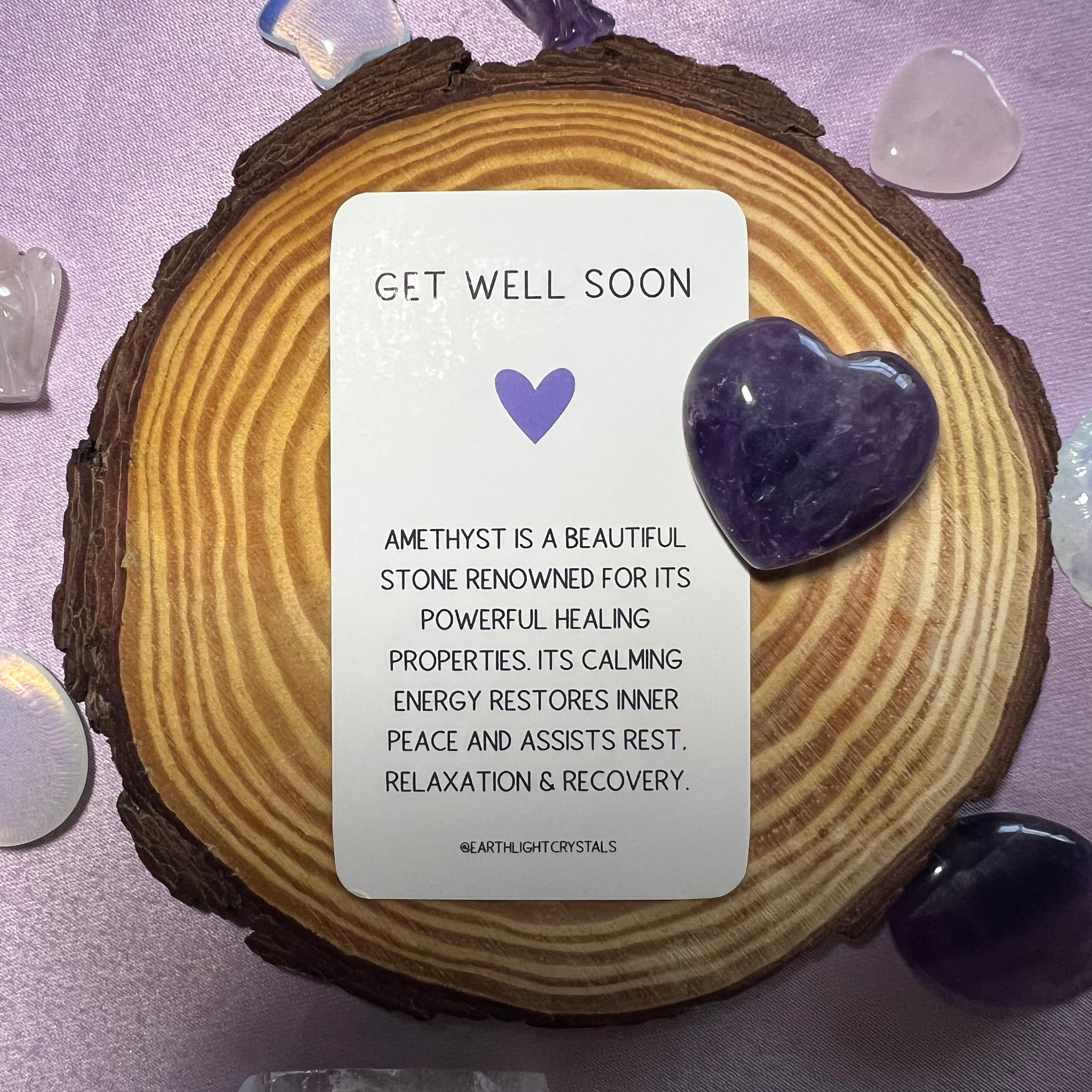 Amethyst Get Well Soon Crystal Pocket Heart Gift