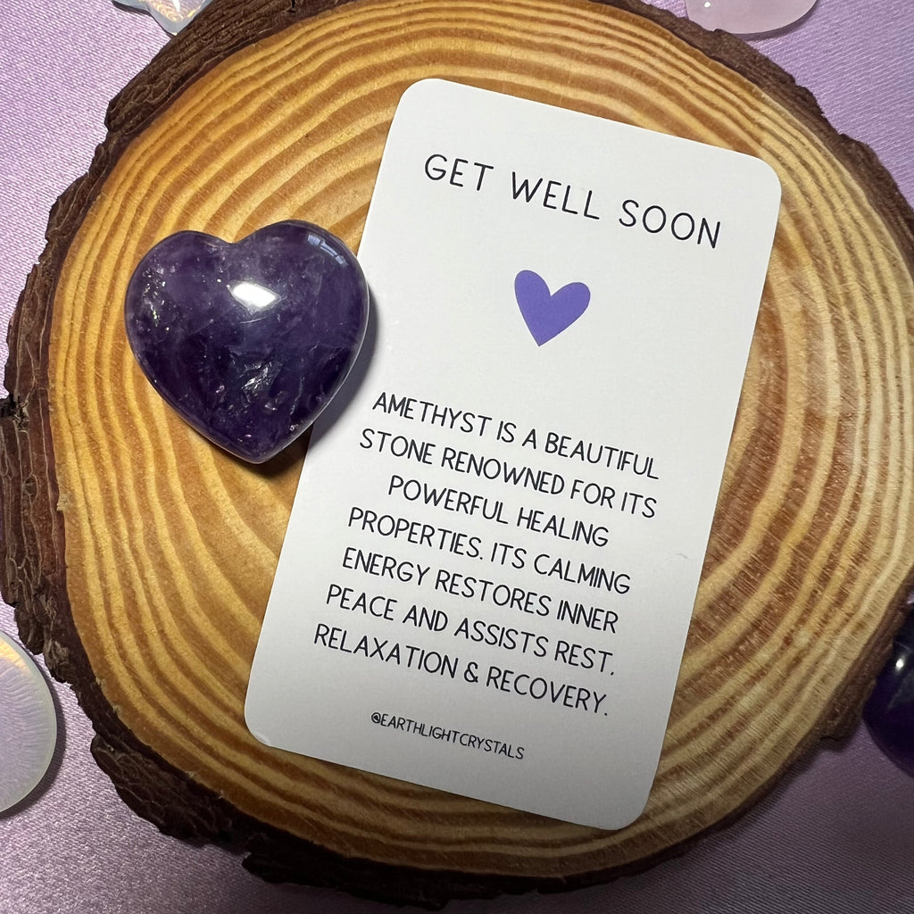 Amethyst Get Well Soon Crystal Pocket Heart Gift