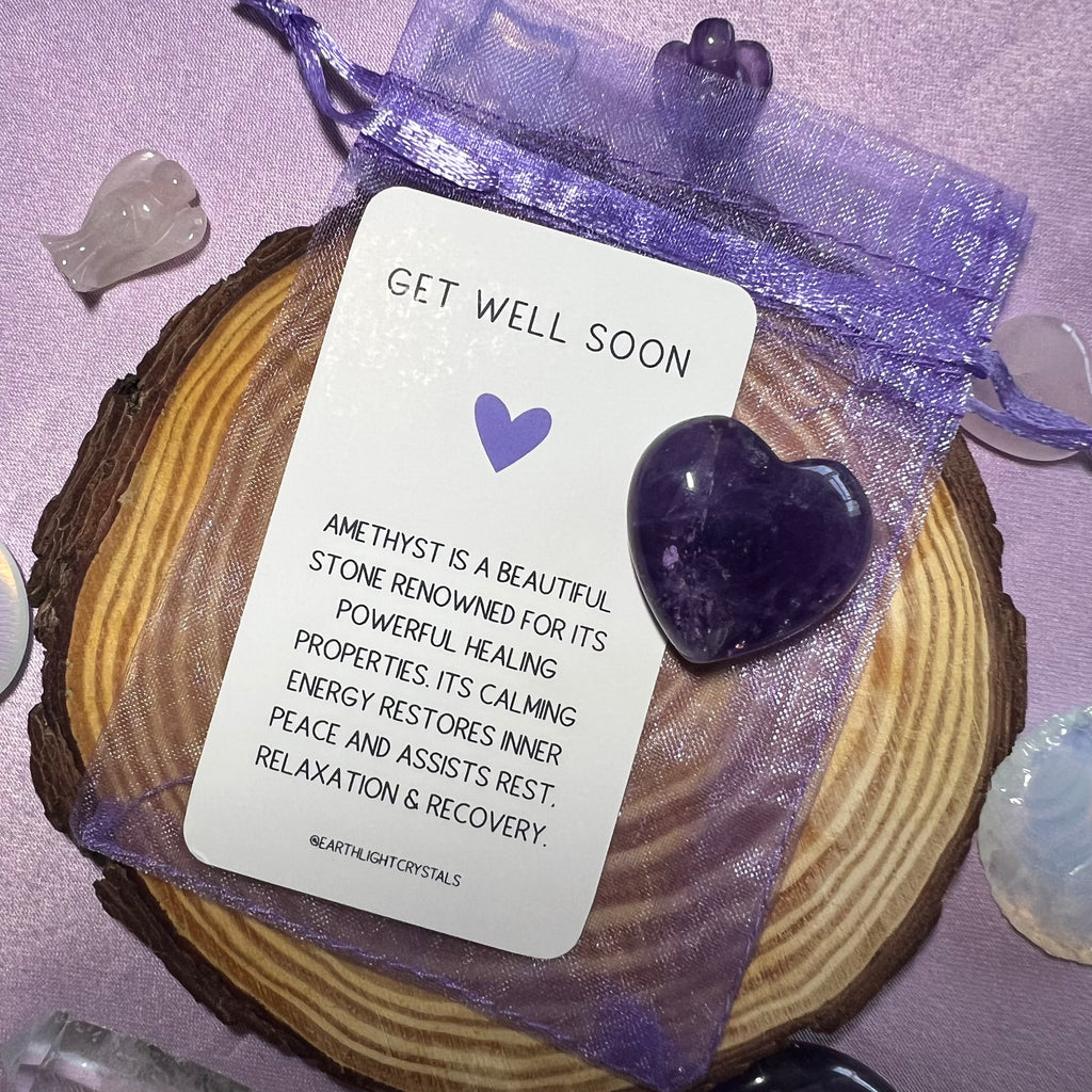 Amethyst Get Well Soon Crystal Pocket Heart Gift
