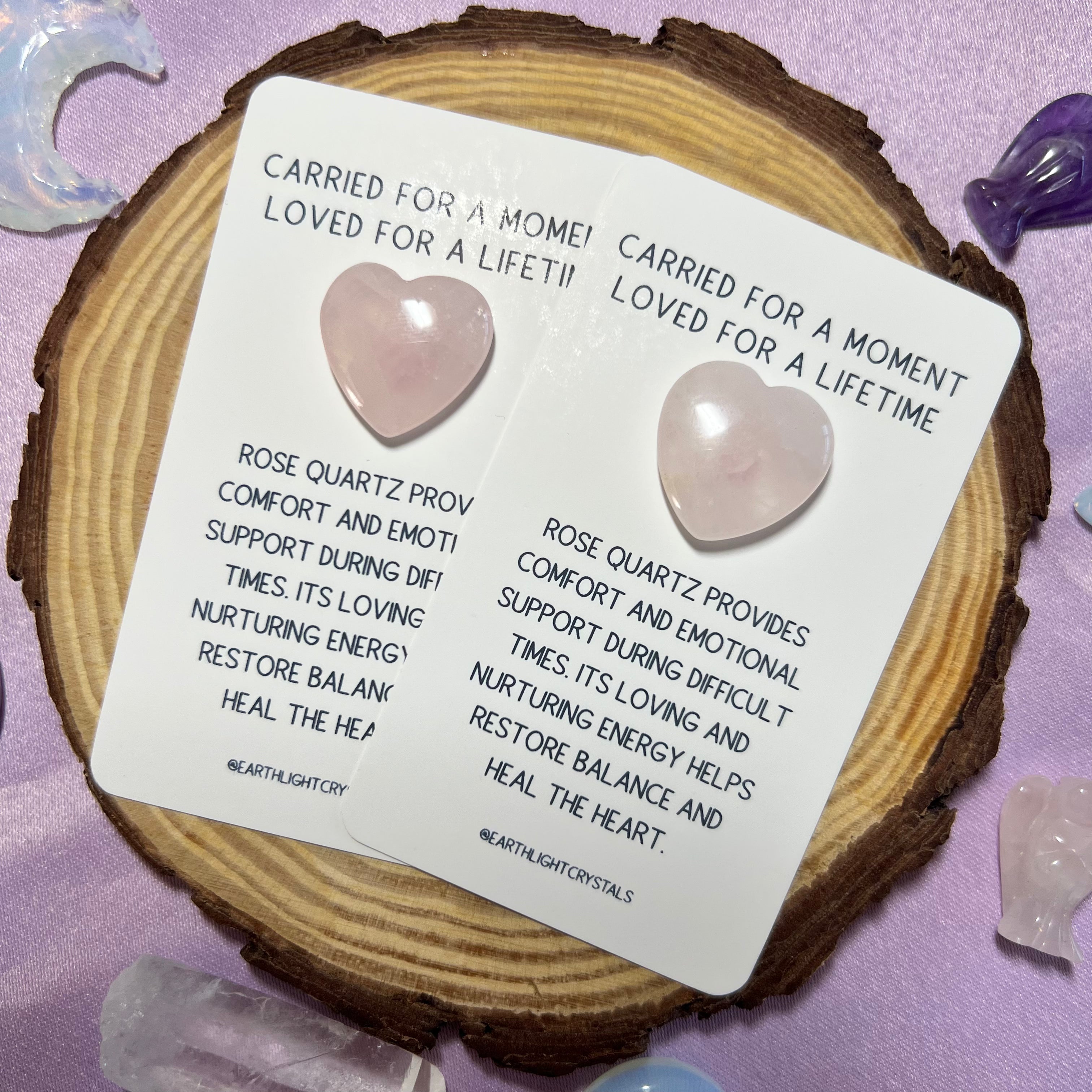 Rose Quartz Crystal Heart Miscarriage Keepsake Card