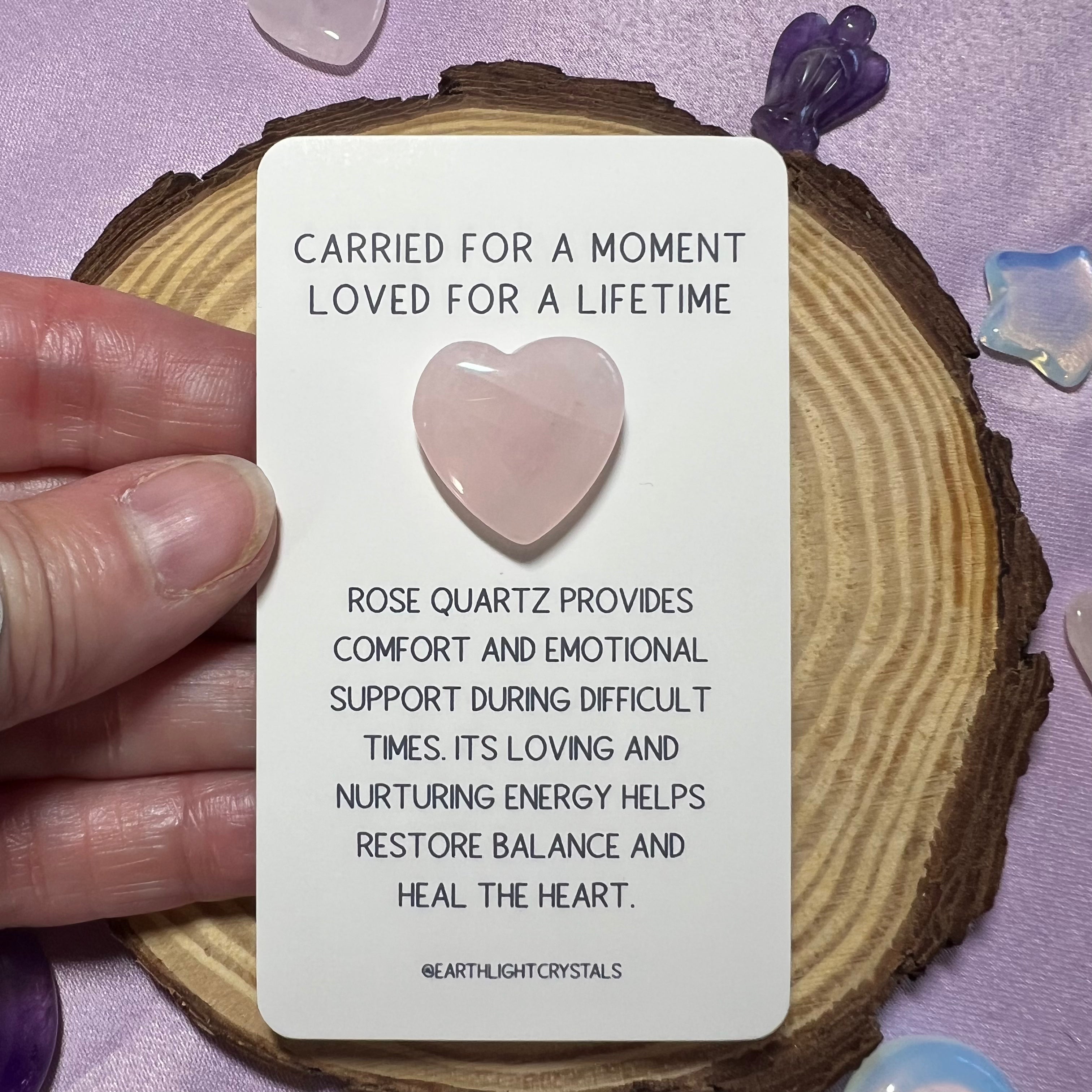 Rose Quartz Crystal Heart Miscarriage Keepsake Card