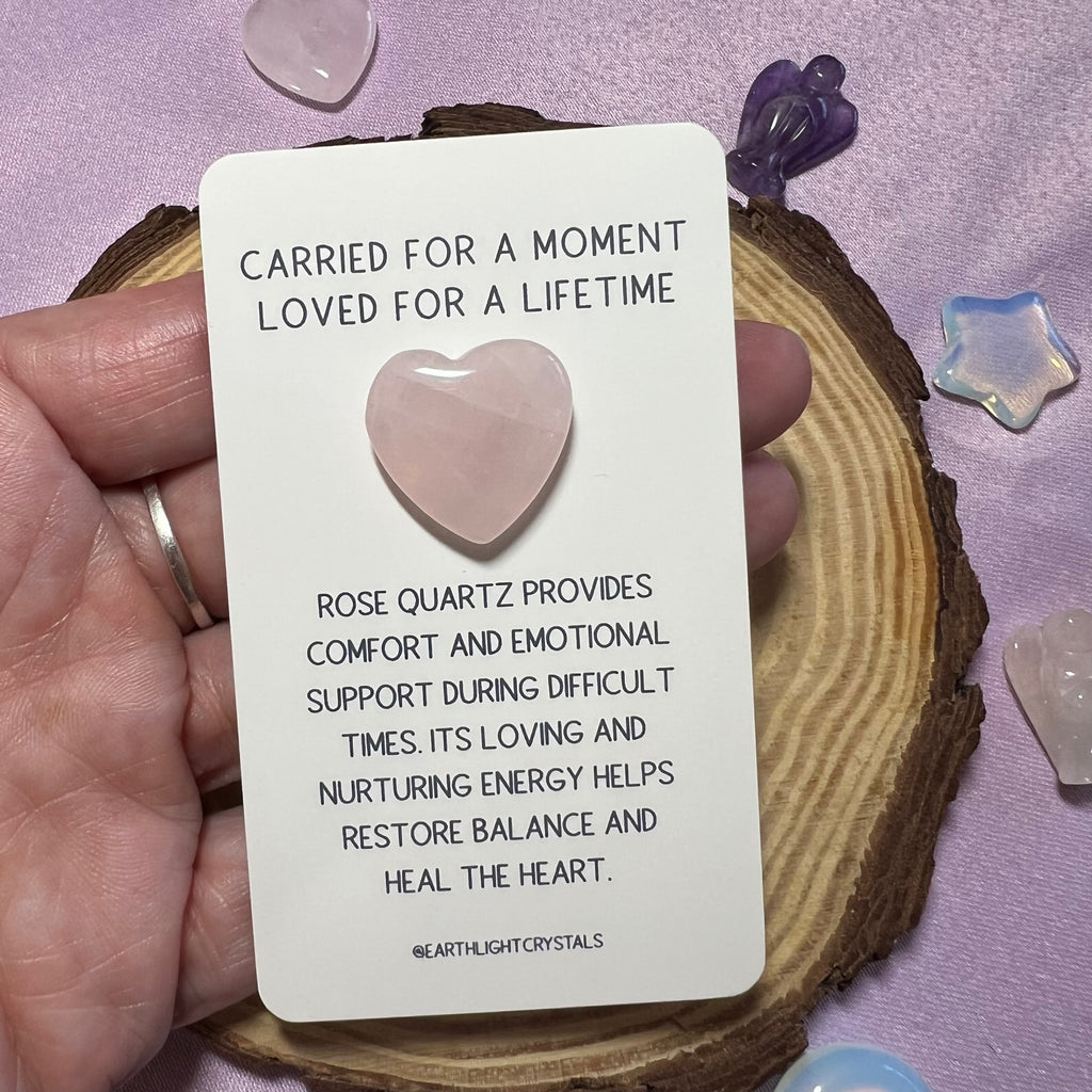 Rose Quartz Crystal Heart Miscarriage Keepsake Card