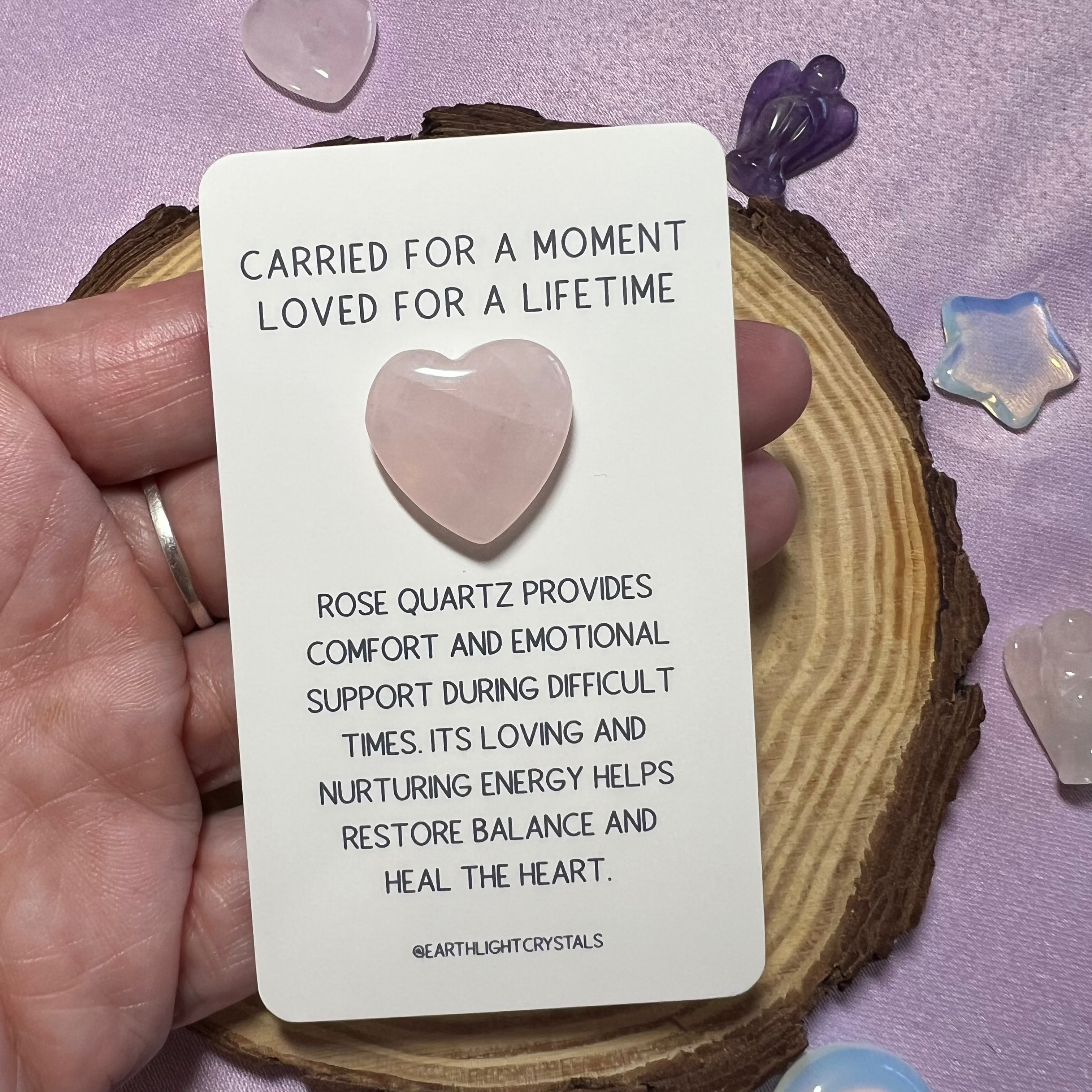 Rose Quartz Crystal Heart Miscarriage Keepsake Card