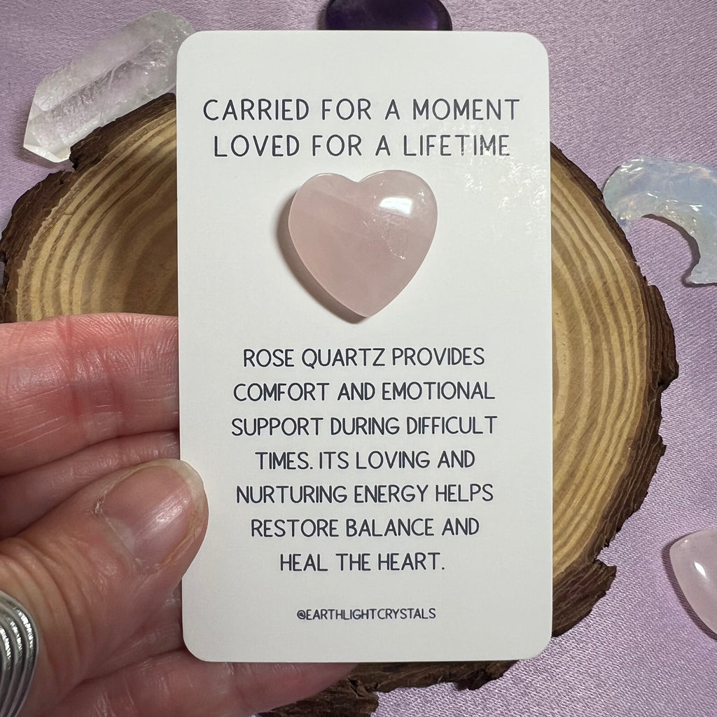 Rose Quartz Crystal Heart Miscarriage Keepsake Card