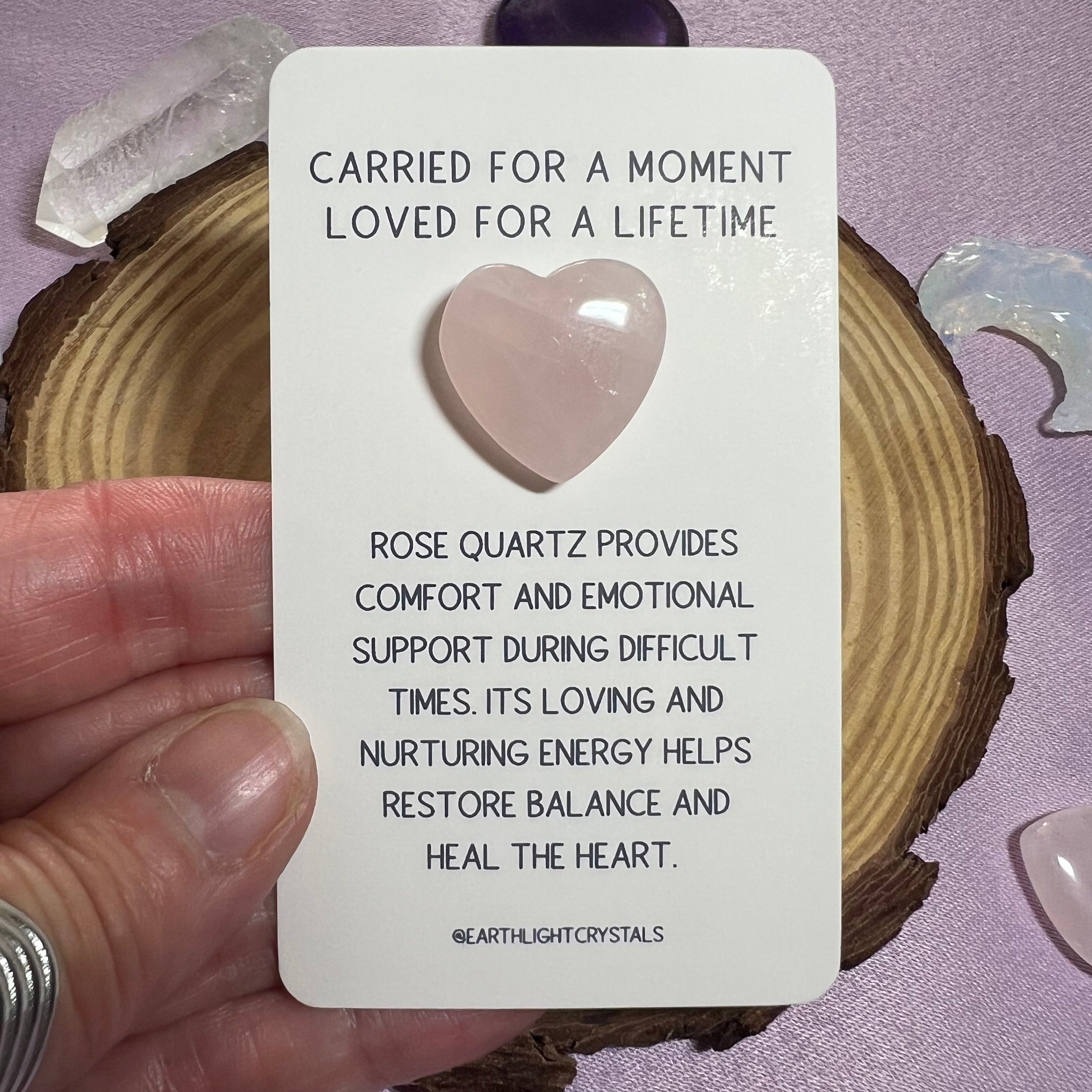 Rose Quartz Crystal Heart Miscarriage Keepsake Card