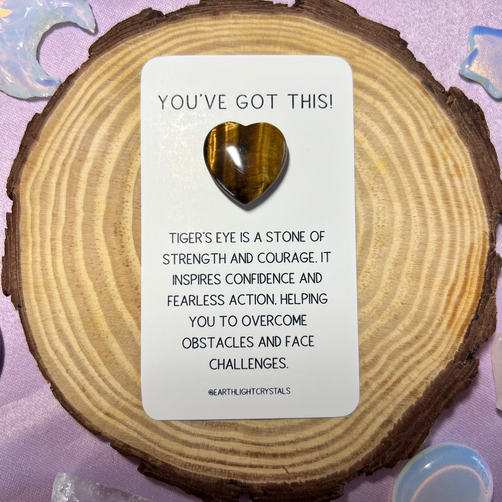 You've Got This! Tiger's Eye Pocket Heart Crystal Keepsake Card for Courage