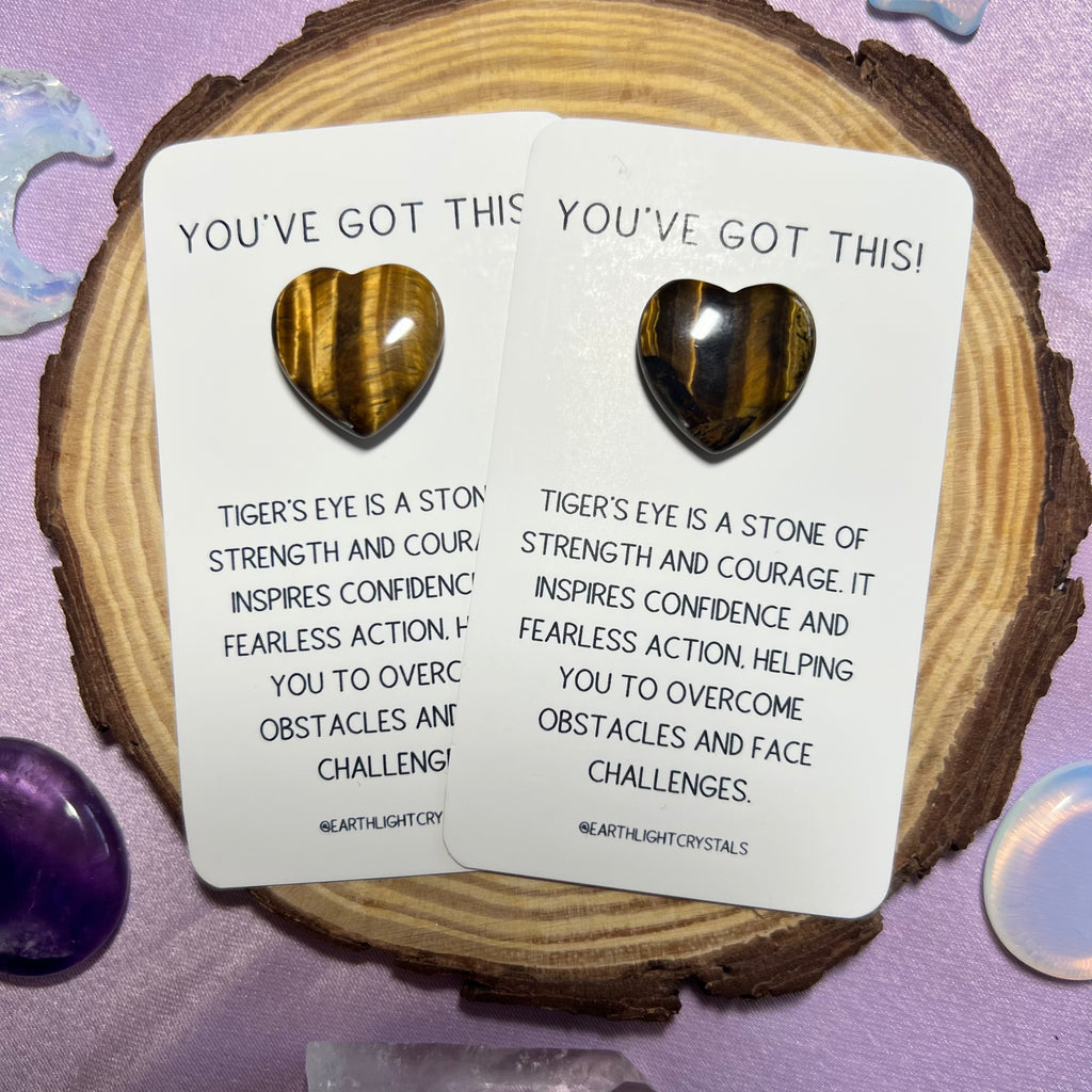 You've Got This! Tiger's Eye Pocket Heart Crystal Keepsake Card for Courage