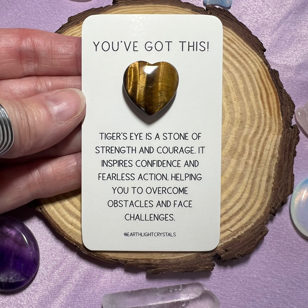 You've Got This! Tiger's Eye Pocket Heart Crystal Keepsake Card for Courage