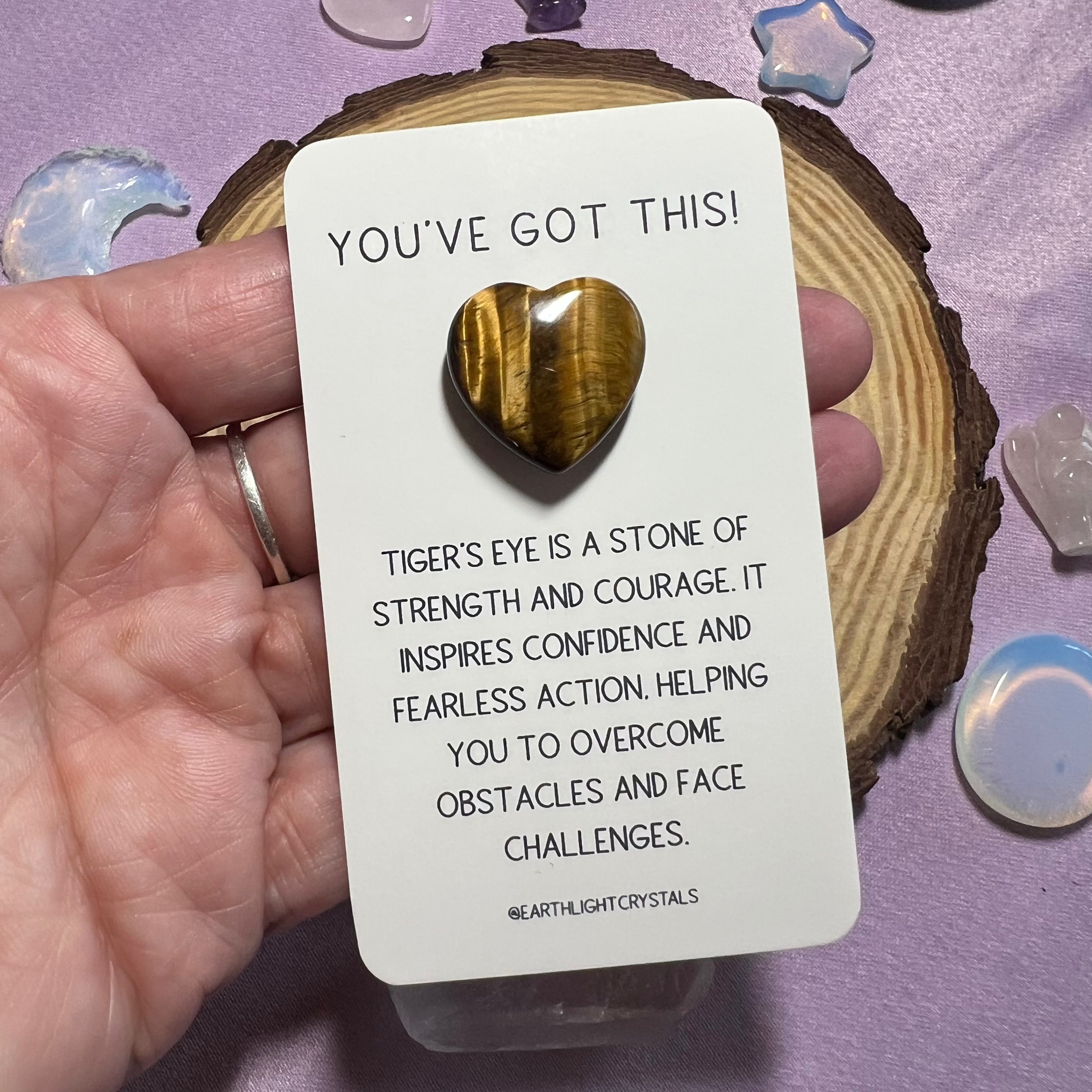 You've Got This! Tiger's Eye Pocket Heart Crystal Keepsake Card for Courage