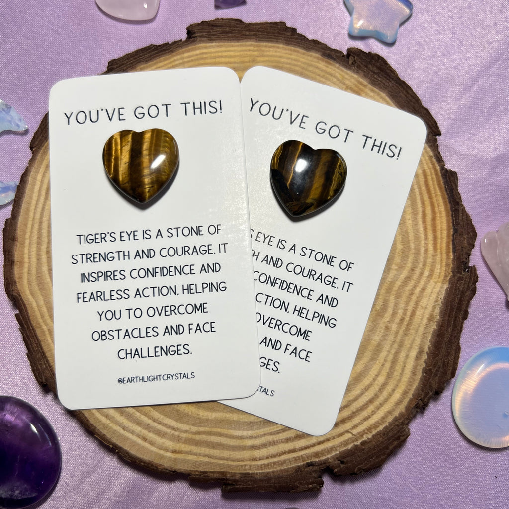You've Got This! Tiger's Eye Pocket Heart Crystal Keepsake Card for Courage