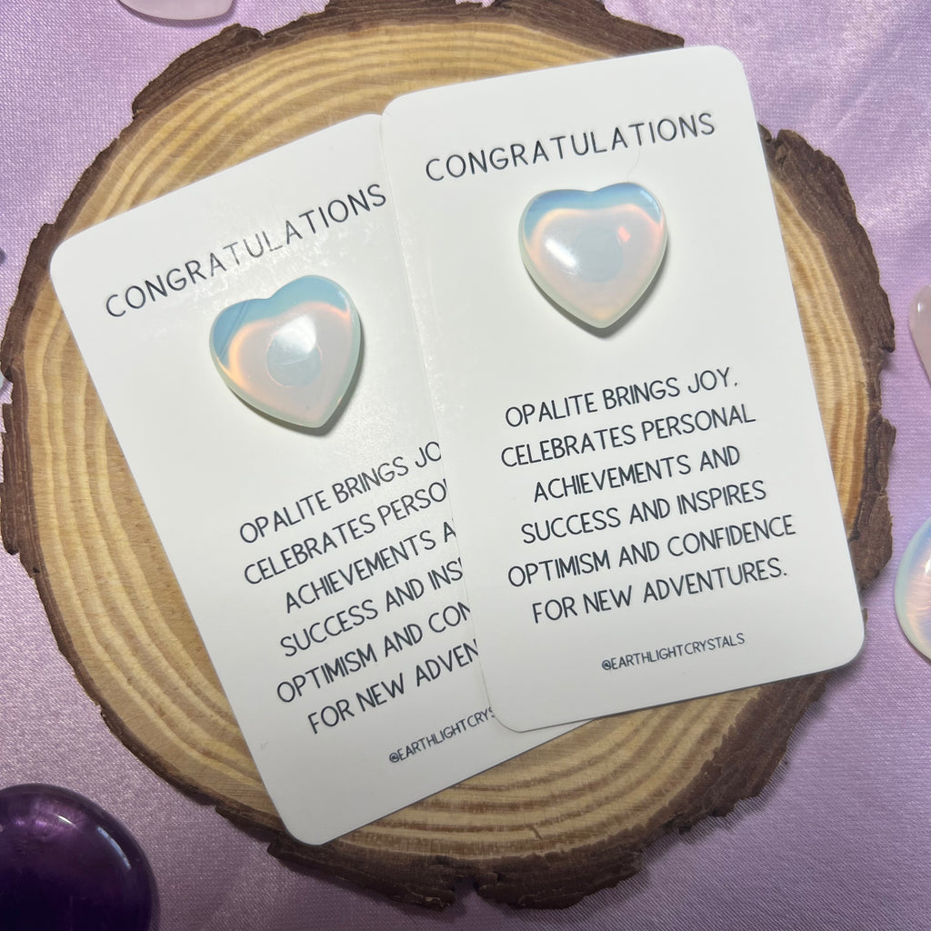 Opalite Heart Pocket Crystal Keepsake - Congratulations Card
