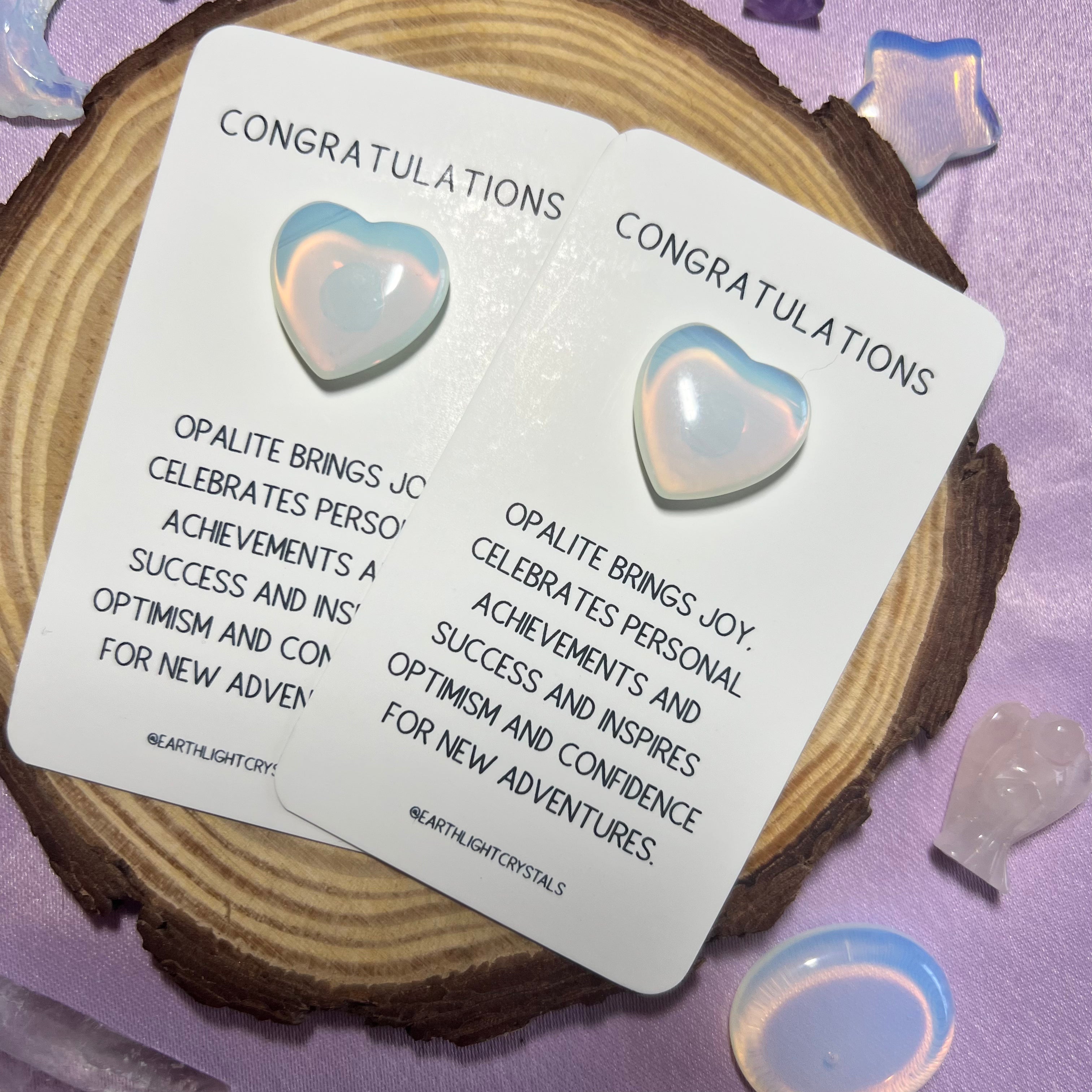 Opalite Heart Pocket Crystal Keepsake - Congratulations Card